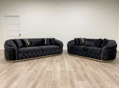 97077 Allita - Black (Oversized) Sofa & Loveseat Set