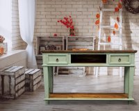 MT CID 153 Antique Turq. Sofa Tbl 2 Dr.