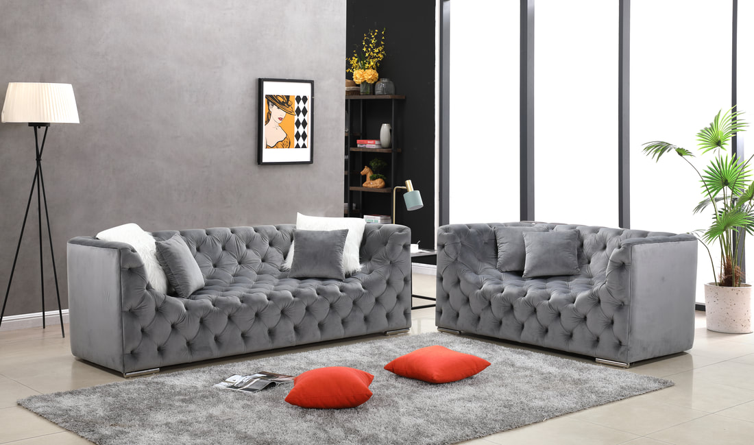 97075 Kylie Grey Sofa & Loveseat Set - Click Image to Close